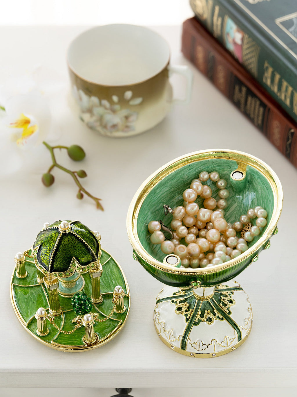 Garden Pavilion Design Cupola Fountain Green Egg Limited Edition of 250 Trinket Box
